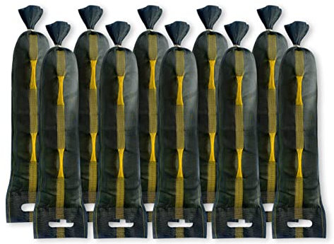 Folienkönig® 10 sacs de sable 25x100cm pour protection inondations, cordon de serrage, poignée, sac de silo, tissu monofil résistant aux UV