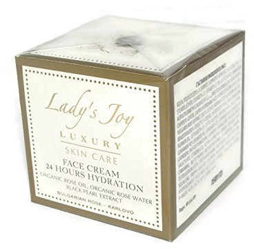 Organic Rose Face Cream 24 Hours Hydration 1.7 Oz/ 50 ml ★ Light Cream Improving the Level of Hydration with a Rapid-Acting Effect ★ Organic Rose Oil, Organic Rose Water, Black Pearl Extract, Ceramides ★ Parabens Free by LADY'S JOY LUXURY