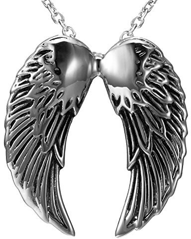 Urban Jewelry - Cadena con colgante de acero inoxidable con diseño de ala doble de ángel para hombre