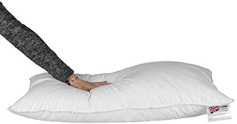 HOMESCAPES Goose feather & Down Euro Continental Pillow - 40cm x 80cm (16″x32″) Luxury Natural Hypo-Allergenic European Pillows Soft-Medium Support 100% Cotton Casing RDS Certified.