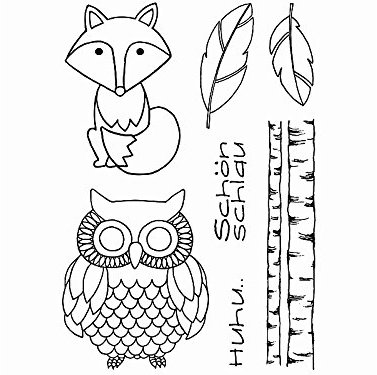 Stempel Clear von EFCO, Fuchs/Eule, A7 / 74 x 105 mm, 7-teilig, transparent