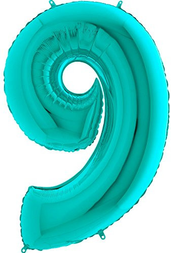 Ballonim Zahlenballon 0-9 100 cm Tiffany blau türkis Mint Luftballon Zahlen Helium Luftballons XXL (Zahl 9)
