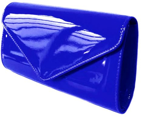 Leah Ward Women's Flap Patent Clutch Bags Wedding Party Handbags 439E (Royal 2570)