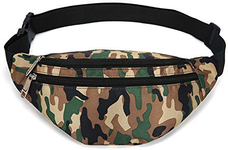 Bauchtasche für Damen und Herren, modische wasserdichte Hüfttasche mit verstellbarem Gürtel, lässige Tasche, Bauchtasche für Reisen, Sport, Laufen (Camo Brown)