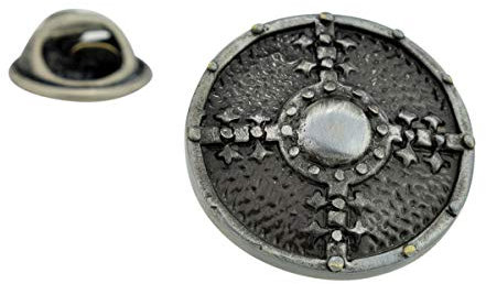 Antique Finish Viking Battle Axe Shield Lapel Pin Badge AJTP202