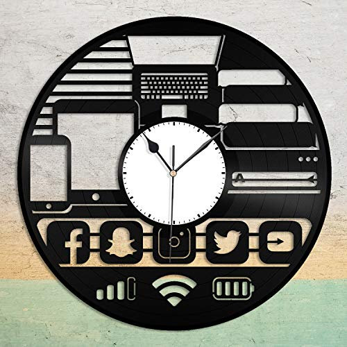 BESTART Geek Gadget Vinyl Wall Clock Record Unique Design Home and Kids Room Decoration Vintage Design Office Bar Room Home Decor