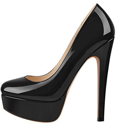 Richealnana Women's Low Platform Stilettos Round Toe Dress Pumps Shoes Black US 11