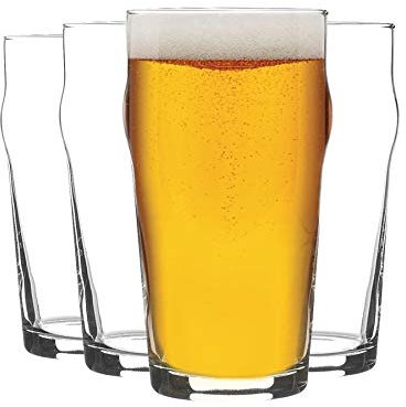 Rink Drink 4 Piece Classic Beer Glasses Set - Nonic No Nick Pub Bar Lager Pint Glass - 570ml