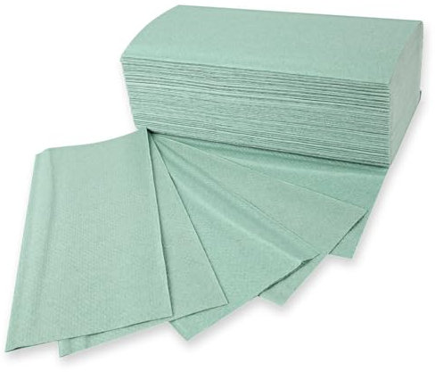 5000x HygoClean Papierhandtücher, Handtuchpapier 1-lagig in grün, Größe: 25 x 23 cm, Papiertücher für Spender, Recyclingpapier mit V/ZZ-Falzung, Falthandtücher recycelt, Handpapier, Einweghandtücher