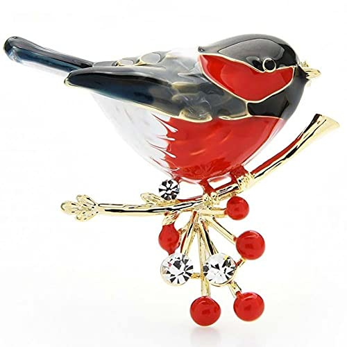 TOSSPER Vogelbrosche Pins Qualität Email Ainmal Broschen Neue Jahr Designer Schmuck Geschenk Pyrrhula Pyrrhula