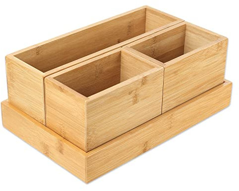 Schramm® 4-TLG. Set Aufbewahrungsboxen aus Bambus Verschiedene Größen Ordnungsbox Organizer Set Schubladen Ordnungssystem