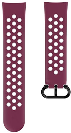 Hama Fitbit Uhrenarmband 22 mm (verstellbares Ersatzarmband f. Smartwatch Versa 3, Versa 4, Sense, Sense 2, Sportarmband atmungsaktiv zum Tauschen, Silikon Wechselarmband, Edelstahl Knopf) rot/grau