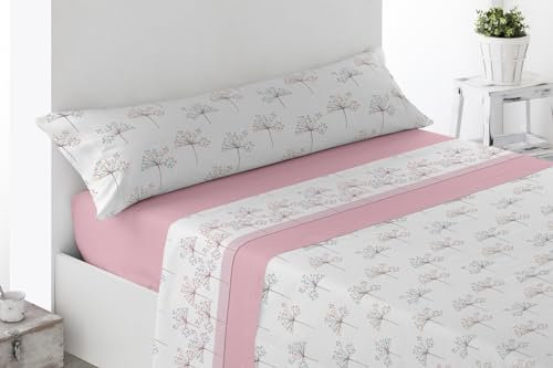 Energy Colors textil-hogar Juego Sábanas 3 Piezas Verano (Xir Rosa, Cama 150)
