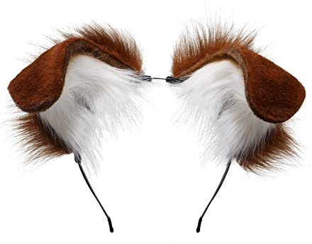 Dodheah Hundeohren Haarband Haarreif Hund Tierische Ohren Cosplay Haarband Halloween Weihnachten Kopfschmuck Accessoire Mädchen Damen Braun