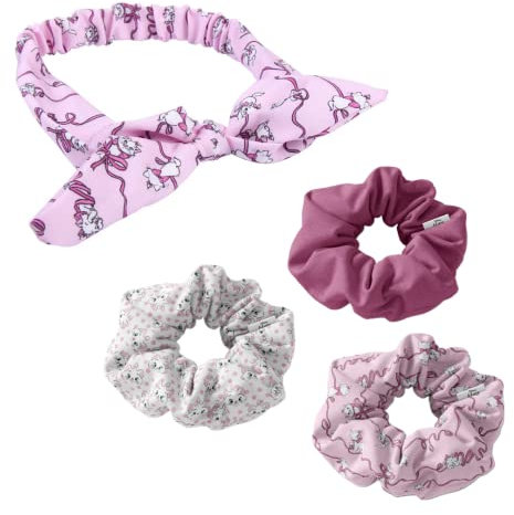 Disney Marie Beauty-Set für Mädchen, Enthält 1 Bandana, 3 Haargummis, Aristokaten-Haarschmuck-Set für Mädchen, Geschenk für Mädchen - Rosa