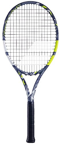 Babolat - Evo Aero Tennisschläger Besaitet für Erwachsene - Kraft & Komfort - Aerodynamischer Spin Alpha Rahmen mit Evo 4 Feel & Woofer Technologie - Syntec Evo Grip 1 - Französische Marke - Grau/Gelb