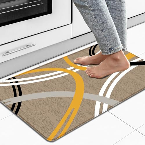 Artnice Matte für Stehpult, einteilig, modernes abstraktes Design, Anti-Müdigkeit-Matten für Küchenboden, wasserdichter Memory-Schaum, Küchenteppiche, 44.5x81.3 cm, braun
