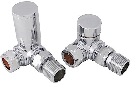 NRG Modern Manual Corner Radiator Valves15mm Designer Lockshield Central Heating Valve Chrome