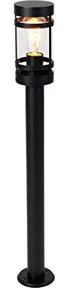 Qazqa - Modern Smarte Außenleuchte I Sockelleuchte schwarz 80 cm IP44 inkl. WLAN ST64 - Gleam Dimmer I Dimmbar I Außenbeleuchtung - Edelstahl Länglich I Zylinder - LED geeignet E27