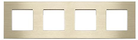 Luxus-Time Wippschalter Lichtschalter Steckdosen mit Aluminium Rahmen Unterputzdose UP Schuko Wipp Wandschalter Einbau Kippschalter Gold (4-Fach Rahmen Aluminium)