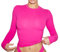 Women's Basic Long Sleeve Slim Fit Crop T Shirt Top Y2K Tops TikTok Crop Top Club Party E-Girls Streetwear(Pink-a, S)