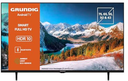 GRUNDIG 40 VOE 631 Fernseher 40 Zoll (100 cm) Full HD LED TV, Android 11 TV, Triple Tuner, USB Recording, Chromecast Built-in, Bluetooth, Smart TV, Schwarz