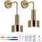 Lightsjoy Rechargeable Wall Lights Indoor Set of 2 Battery Operated Wall Sconces Dimmable RGB 18 Colors Timing USB Wireless Wall Lamp with Remote Control and Charging Bulbs for Bedroom Living Gold