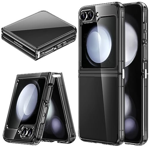 JETech Hülle für Samsung Galaxy Z Flip 5 2023, Transparente Schutzhülle mit Stoßfestem Stoßfänger und Anti-Kratzer Rückseite (Schwarz)