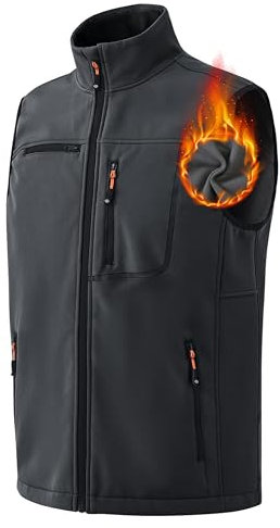 AjezMax Gilet in Pile da Uomo Invernale Termico Giacca Senza Maniche Gilet da Trekking Attività All’aperto Campeggio Gilet da Pesca Lavoro