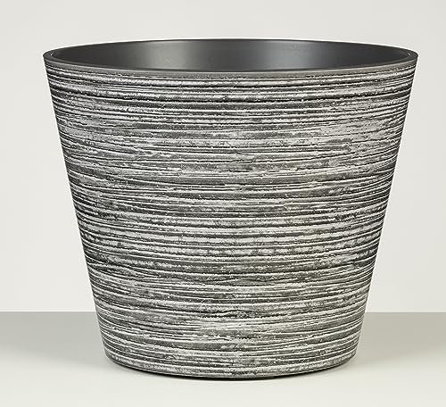 Scheurich Purista 30, Blumentopf/Pflanzkübel, rund, Farbe: Grey Line, hergestellt mit recyceltem Kunststoff, 8 Jahre Garantie, für den Innenbereich