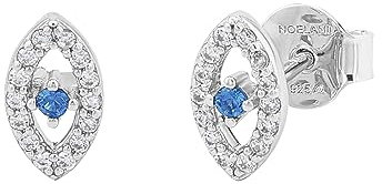 NOELANI Ohrstecker 925 Sterling Silber Damen Ohrschmuck, mit Zirkonia synth., Spinell synt., 0,5 cm, Silber, Auge, Kommt in Schmuck Geschenk Box, 2036976