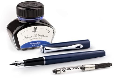 Diplomat Traveller Navy Blue Füllhalter-Set, Füllhalter aus Metall im Set mit Schreibtinte und Konverter, Schreibset