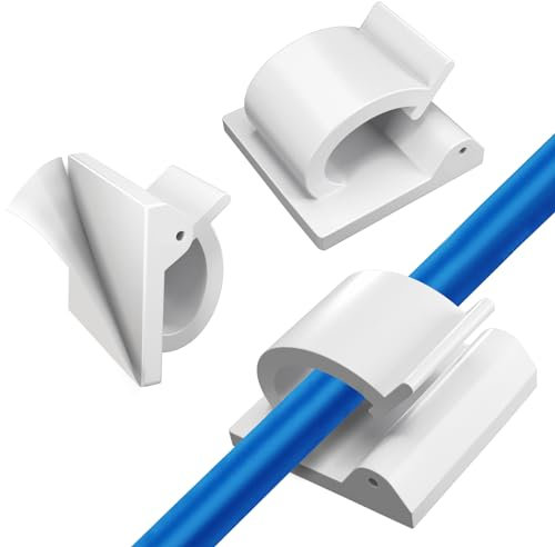 Kcmell Cable Clips, 50 Pieces White Cable Clips Self Adhesive Cable Tidy Clips Sticky Wire Clips Plastic Cable Organiser Clips for Office, Home, Desktop, Car