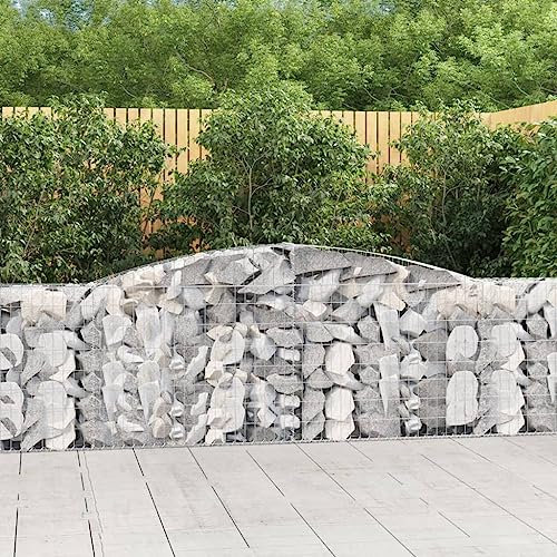 WHOPBXGAD blumentopf,blumentopf Gross,blumentöpfe,Gabione mit Hochbogen 400x30x100/120 cm Verzinktes Eisenpflanzkübel groß außen,blumentopf hoch,pflanzkübel,