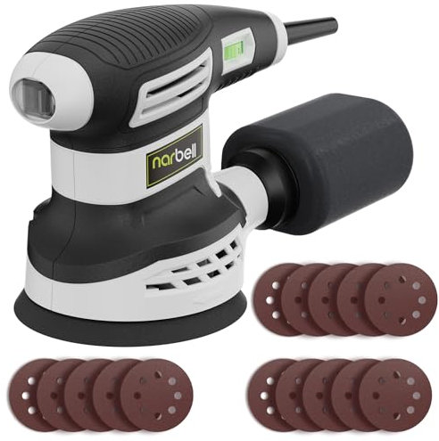 NARBELL 3.0 Amp (360W) Orbital Sander, 14000 RPM Random Orbit Sander Tool with 6 Variable Speed, 5 Inch Power Palm Sander Kit with Bag for
