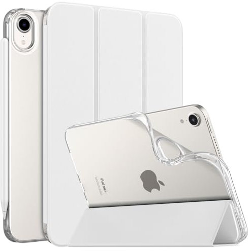 MoKo Hülle Kompatibel mit Neues iPad Mini (A17 Pro) 2024, iPad Mini 6.Generation Tasche 2021 (8,3-Zoll), Weiches TPU Transluzent Rückendeckel Schlankes Etui für iPad Mini 7/6 Gen, Weiß