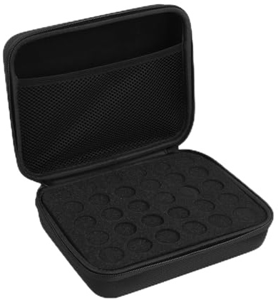 Tibapla 30 Flaschen Ätherisches Öl Tragetasche, Hartschale Schaumstoffeinsatz Eva Ätherische Öle Aufbewahrungsbox Nagellack-Aufbewahrungsbox mit Etiketten Flaschenöffner für 5ml 10ml 15ml Öle Box