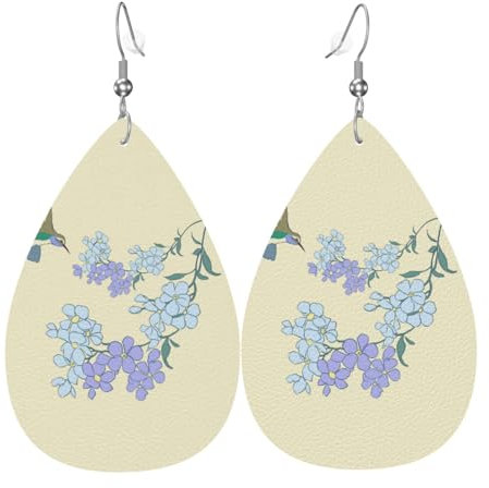 Modische Ohrringe mit frischem Orchideen-Muster, stilvoll und schön, leicht, baumelnd für Damen und Mädchen, Einheitsgröße, Leder