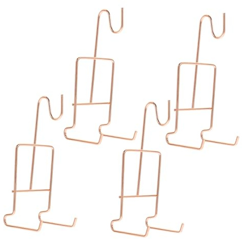 Zerodeko 4pcs Metal Coffee Mug Display Rack Rose Gold Finish Functional Cup Saucer Holder for Cabinet Storage for Kitchen and Dining Room