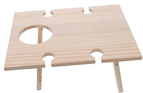 Gogogmee Klappbarer Outdoor Weintisch Aus Holz Faltbarer Picknicktisch Mit Praktischem Flaschen Weinglashalter Tragbarer Snacktisch Für Strand Garten Und Camping