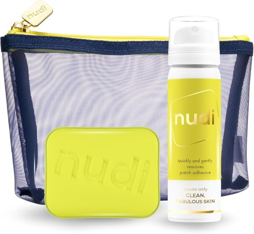 Nudi Skin Adhesive Remover Spray 50ml, Easi Pad and Patch Purse – Effortlessly Removes Glue, Tape and Medical Adhesives, Leaves No Residue