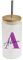 Getagift Personalised Cup with Alphabet Initial with Name and Marble Theme, Frosted Glass Tumbler 18 OZ with Bamboo Lid and Silver Straw, Glass Can, Wide Mouth Jar for Drinks.