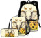 chaqlin Schultaschen-Set für Jungen und Mädchen, 3-teiliges Set mit Thermo-Lunchbox und Federmäppchen, Sonnenblume Elefant, Kinderrucksack