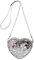 YUEZHAN Abendtasche Damen Clutch Damen Party-Münz Tasche Modische Herzförmige Pu-Umhängetasche Mit Reiß Verschluss Glänzende Pailletten-Umhängetasche Silber