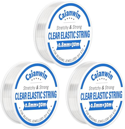0.8mm/90m Filo Elastico per Braccialetti Caianwin 3 Volumi Hilo per Braccialetti 0.8mm Transparente Elastico per Braccialetti Filo Nylon per Braccialetti e Perline per la Creazione di Gioielli
