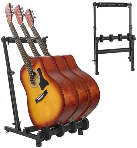 Gitarrenständer, Universeller tragbarer Gitarrenständer 3 Ständer, Faltbarer Gitarrenständer Mehrfacher Gitarrenständer für E-Bass, Gitarre, Elektroakustische Gitarre, Akustische Gitarre, Ukelele