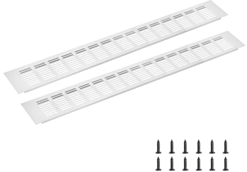 sourcing map Rectangle Ventilation Grille, Aluminum Alloy Mesh Air Vent Cover Louvered Ventilation Cover with Mounting Screws for Cabinet Shoe Closet (600x80mm/24x3, Silver Tone)
