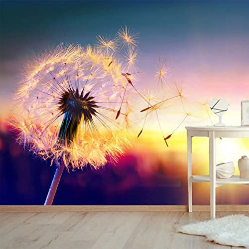 Pusteblumen-Wandbild, zum Abziehen und Aufkleben, selbstklebend, entfernbar, großer Aufkleber für Sonnenlicht, Wanddekoration, Pflanzen, Druckbild, Bild, 495 x 353 cm