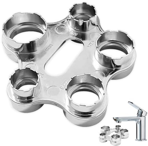 BNGXR Clé de Montage pour Aérateur, Clé pour Aérateur de Robinet, Outil de Remplacement de Mousseur, Démontage et Nettoyage Facile, pour Tous Types de Robinetterie (Argent)