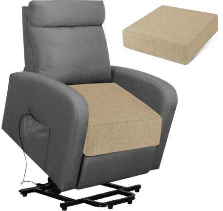 FlyGulls Recliner Cushions for Elderly 20x20x5 Extra Large Seat Cushion for Couch Armchair Wicker Chairs Square Chair Cushions with Non-Slip Backing and Textured Washable Cover Beige